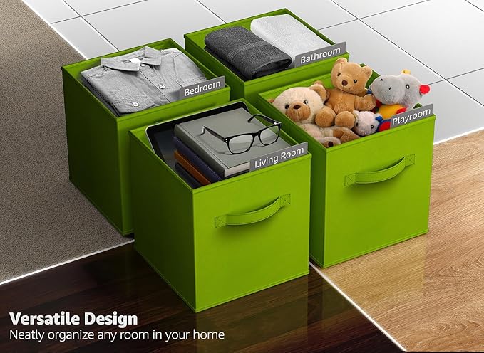 Sorbus Fabric Storage Cubes - 6 Foldable Storage Bins for Organizing Pantry, Cubbies, Toy Box - Clothes Storage & Closet Organizer - 13 Inch Collapsible Cube Baskets for Shelves with Handle