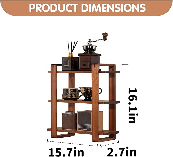 Coffee Station Organizer for Kitchen walnut WoodenCountertop Mug Holder 3 Tier Wooden Cup Organizer Stand Shelf