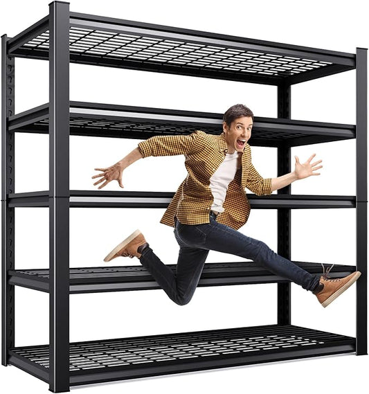78 ''H Storage Shelves, 46‘’W Garage Shelving, Adjustable Garage Shelves, 3000lbs Heavy Duty Shelving ,5 Tier Garage Storage Shelves,Easy-To-Install Metal Shelf Storage Rack Shelving Unit for Kitchen