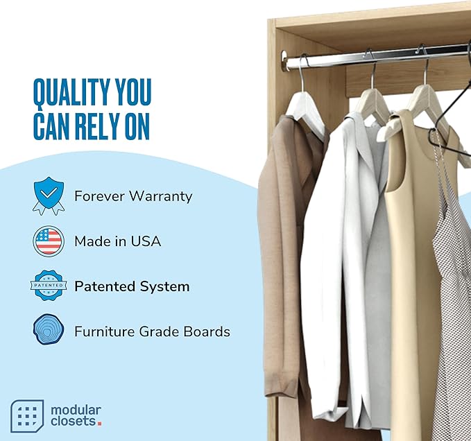 Modular Closets Vista Collection Double Hanging Wood Closet Organizer Unit (Oak, 25.5" Wide)