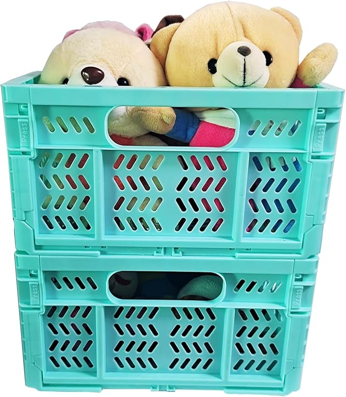 20L Folding Crate, 4Pack Plastic Storage Baskets Organizer for Home and Office,Collapsible Storage Crates for Home Office and Outdoor Organizer. (Mix Colors)