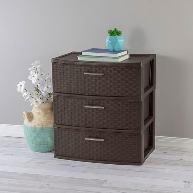 Sterilite 3 Drawer Wide Weave Tower, Espresso, 1 Pack
