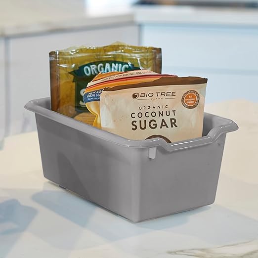 ECR4Kids Scoop Front Storage Bin, Multipurpose Organization, Grey, 5-Piece