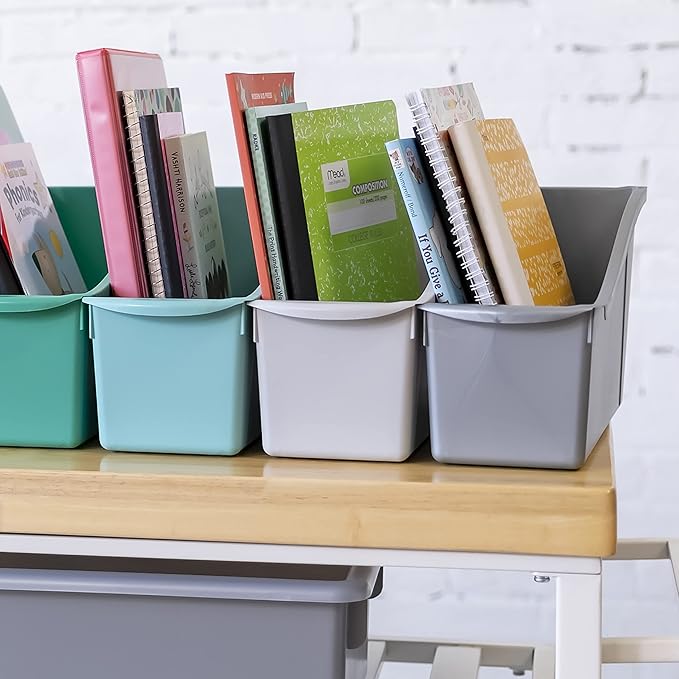 ECR4Kids Linking Plastic Storage Book Bin, Multipurpose Organization, Contemporary, 10-Piece