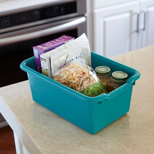 ECR4Kids Scoop Front Storage Bin, Multipurpose Organization, Turquoise, 5-Piece