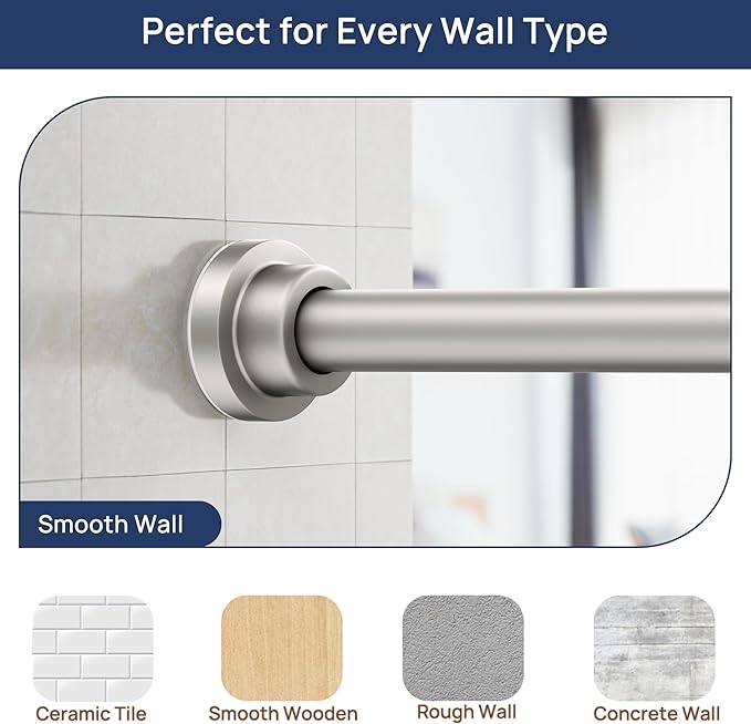 ENJOYBASICS 2 Pack Adjustable Spring Tension Curtain Rods 32 to 54 Inches, Stainless Steel Nickel Shower Rod No Drilling for Window, Bathroom, Closet, Room Divider, 7/8" Diameter