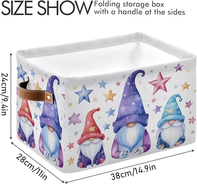 xigua Christmas Decoration Storage Basket Santa Collapsible Storage Bins Waterproof Canvas Storage Basket with Leather Handles for Home Closets Offices,Bedrooms,Gift Baskets,1PCS