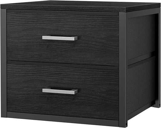 BOLUO Stackable Storage Drawers Closet Organizers and Storage Fabric Black 2 Drawer Dresser for Bedroom Modern