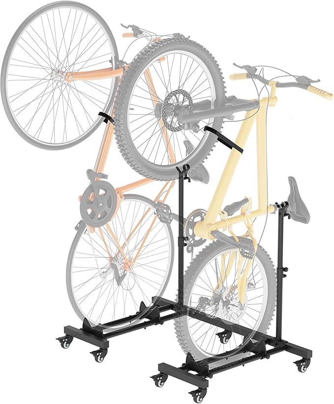 Sttoraboks Vertical Bike Stands (2 Pack)，Standing Bike Rack for Garage Floor，Upright Bicycle Floor Stand Indoor Bike Holder with Adjustable Height for Garage & Apartment - for Wheels Sizes up to 29”