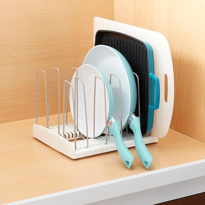 YouCopia StoreMore Cookware Rack with Tall Steel Wires, Adjustable Pan and Lid Organizer for Kitchen Cabinet Storage, Classic Edition