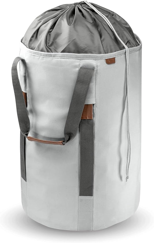 CleverMade Laundry Backpack Duffel Bag with Shoulder Straps - 62L / 16 Gal XL,Gray Shadow Gray,Drawstring Closure for Travel Clothes Gym College Dorm