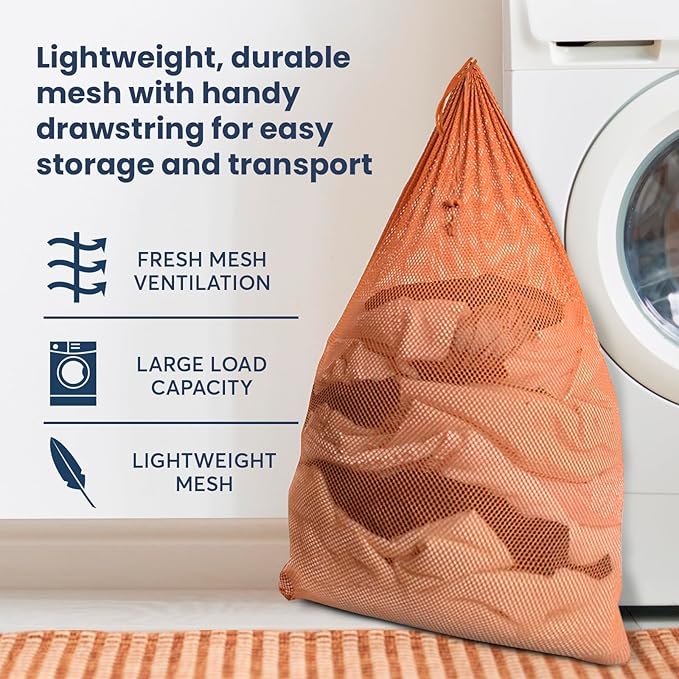 Premium Heavy-Duty Mesh Laundry Bag - Clothes Hamper w/Drawstring - Home & College Essentials Camel (36"x24")
