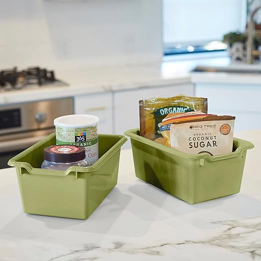 ECR4Kids Scoop Front Storage Bin, Multipurpose Organization, Fern Green, 5-Piece