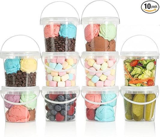 ASEVAT 10 Pack Screw Top Food Storage Containers with Lids, 33oz（1000ml Clear Plastic Jars for Kitchen Pantry Organization – Dry Food Canisters for Flour, Sugar, Rice & Slime – BPA Free & Stackable