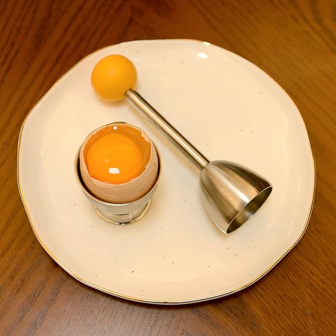 MOLFUJ Egg Cups for Soft Boiled Eggs with Spoons, Egg Cracker Topper Set with Egg Timer, Perfect Hard Boiled Egg Holder Cutter Tool for Breakfast
