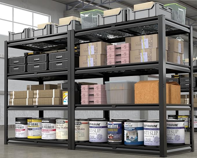 PrimeZone Heavy Duty Garage Shelving 2200 LBS 4 Tier Heavy Duty Storage Shelves Adjustable Industrial Metal Wire Shelf Unit for Garage,Basement,Pantry,Warehouse,Commercial,40" W X 20" D X 60" H 4Pack