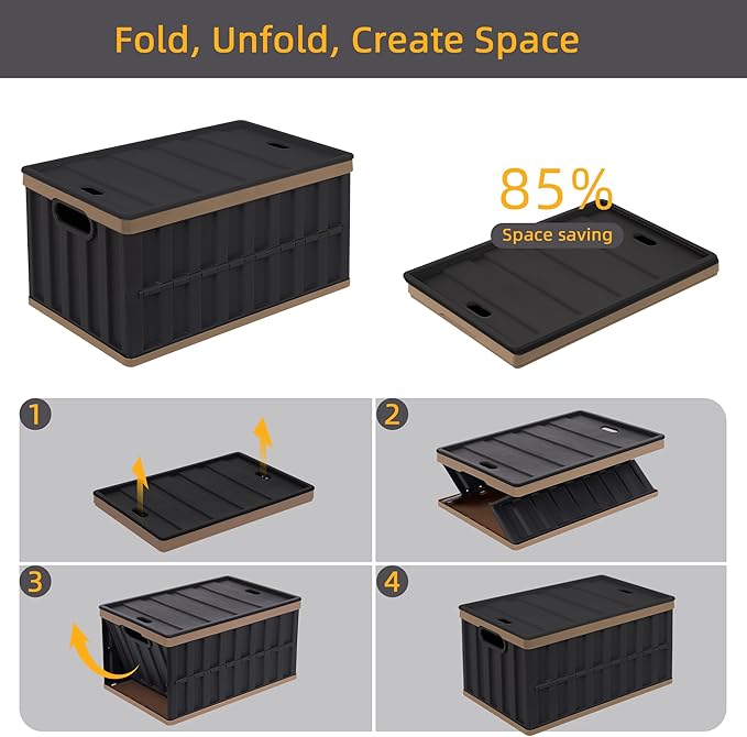 ITYLIFE CITYLIFE 64L Collapsible Storage Bins with Lids Plastic Storage Containers for Organizing Stackable Storage BoxLarge Heavy Duty Utility Crates, 4 Packs