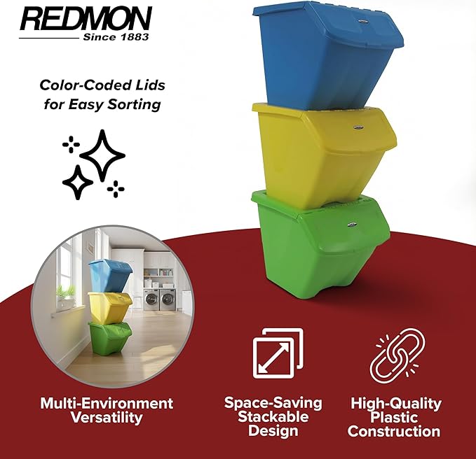 Redmon Since 1883 10 Gallon Stackable Shutter 3 PC Set Bins (7319)
