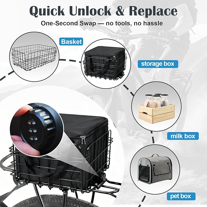 Quick-Release Bike Adapter Plate Set with Lock, Universal Fit for Rear Luggage Carrier Plate, Modular Mounting System for Bags, Crates, Pets, Commuter & Delivery Use