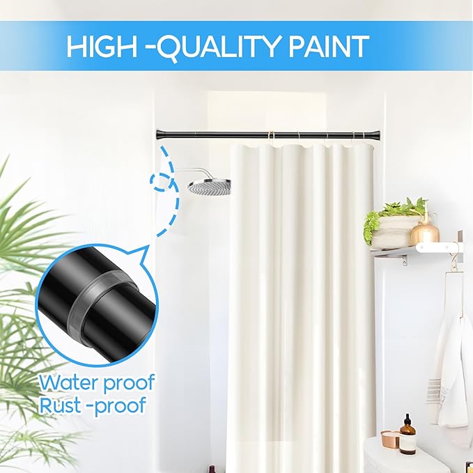 Tension Curtain Rod Black Tension Rod 2pcs Spring Curtain Rod Non Slip Tension Rods For Windows 28 to 48 Inch No Drilling Adjustable Tension Rods of Curtain Window Closet Kitchen Wardrobe