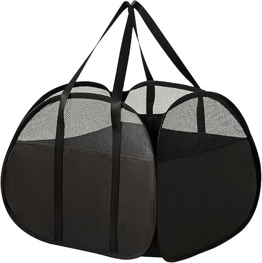Collapsible Laundry Baskets, Tear Proof Pop Up Laundry Hamper with Large Capacity, Sturdy Foldable Laundry Basket, Easy to Carry Laundry Hamper for Home, Laundry Room, Bedroom, Dorm, Travel Black