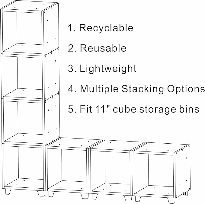UNiPLAY Modular Cube Storage Organizer – Create Versatile Storage Solutions with Large Capacity Cubes. Perfect for Home, Office, Closet, and School use. Easy Assembly & Cleaning - 4 Piece