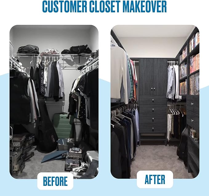 Tall Hanging Closet Unit - Modular Closet System For Hanging - Closet Organizers And Storage Shelves (Grey, 24 inches Wide)