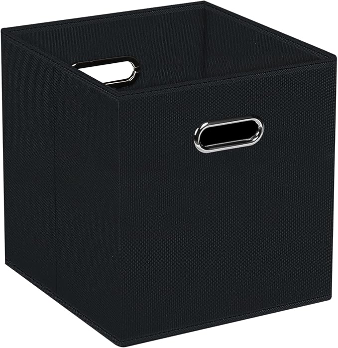 STOREONE Fabric Storage Bins Cubes Baskets Containers-(11X11X11) with Dual Handles for Shelf Closet, Nursery Home ， Bedroom Organizers, Foldable Set of 1 (black)