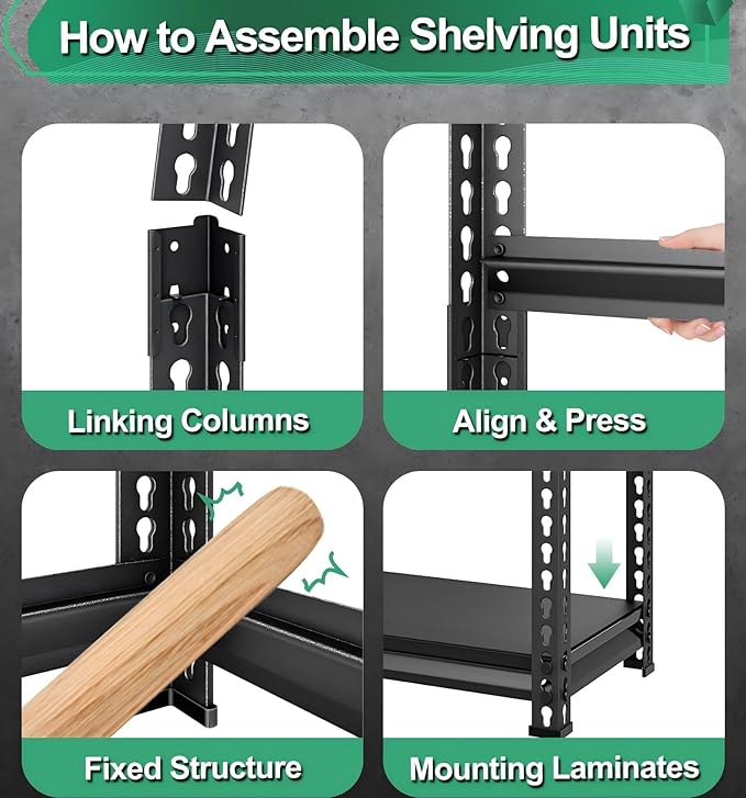 Metal Storage Garage Shelving: 40''W 1,200 Lbs Heavy Duty Steel Utility Storage, 3 Tier Adjustable Rack Units Adjustable Black 40" W x 16" D x 36" H