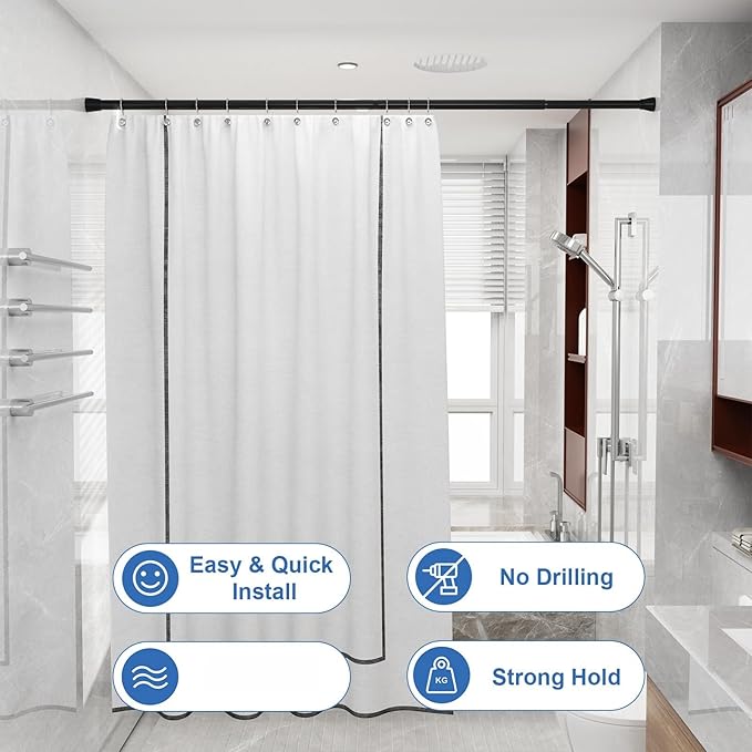 4Pack Tension Curtain Rod 30 to 64 Inch Black Adjustable Curtain Rods No Drilling Expandable Pressure Spring Tension Curtain Rod Curtain Rods For Windows Closet Doorway