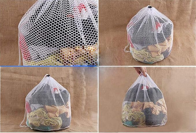 Premium Fine Mesh Laundry Bag - Sturdy White Mesh Material with Drawstring Closure. Ideal Machine Washable Mesh Laundry Bag for Factories, College, Dorm and Apartment Dwellers - (Large, 20 x 28")