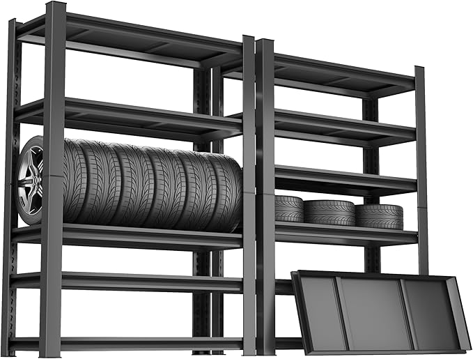 6 Tier Garage Shelving 40" W Storage Shelves Organizer 78" H Heavy Duty Garage Storage Shelves Large Utility Shelf for Commercial, Basement, Industrial, Pantry, Kitchen, Black