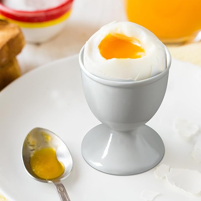 Cinf Ceramic Egg Cup Easter Gift Set of 2 White Porcelain Holder Breakfast Boiled Cooking Easy to Clean Childhood Memories Kitchen