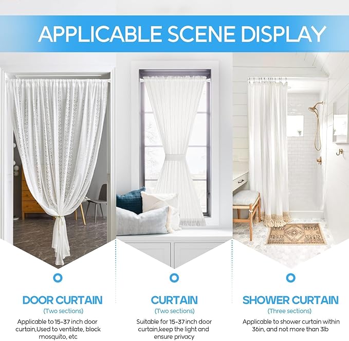 4pack Spring Tension Rods 18-36 Inch Adjustable White Tension Rod Spring Rod Extendable Short Curtain Rod Spring Loaded Curtain Rods Tension Rod for Curtains,Closet,Kitchen