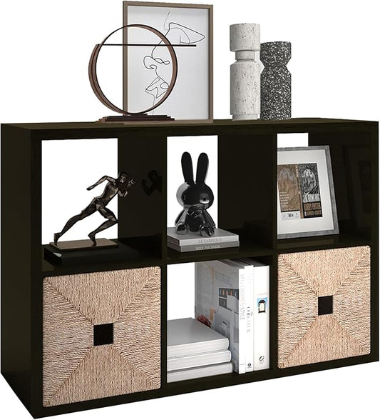 CTESNE【2026 Wooden Thick Frame 6 Cube Storage Organizer Shelf with Anti-Tipping Kits + Reversible Open Back Bookcase, Horizontal and Vertical Dual-use（Chocolate,11inch）