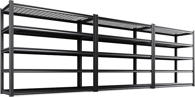 Set of 3 Heavy Duty Garage Shelving 5T Storage Shelves, Adjustable Metal Shelving Unit, Utility Garage Organizer Shelf for Basement, Pantry, Warehouse, Supermarket, 59" W x 19.7" D x 72" H