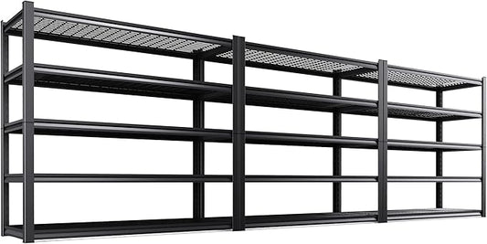 Set of 3 Heavy Duty Garage Shelving 5T Storage Shelves, Adjustable Metal Shelving Unit, Utility Garage Organizer Shelf for Basement, Pantry, Warehouse, Supermarket, 59" W x 19.7" D x 72" H