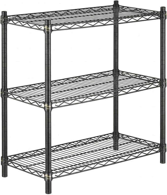 APLSS 14" D x 36" W x 34" H Black Heavy Duty Wire Shelving with 3 Tier Shelves, NSF Certified, Height Adjustable, Wet&Dry Environments, for Kitchen Garage Walk-in Cooler&Freezer, 800lbs Capacity