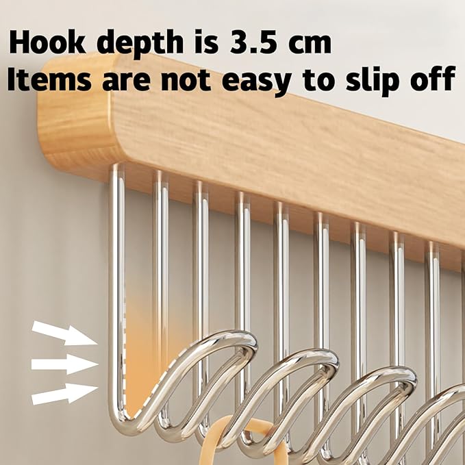 12 inch valet rods for closets, extendable and pull-out wardrobe pole for hanging clothes,bras,tie,belt,wardrobe pole with metal hooks, closet valet rod slide out,hanger wall（Right hook)