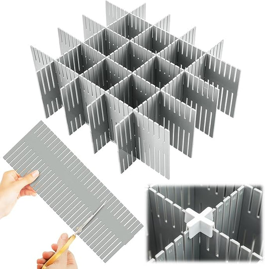 Blosssound 15 Pcs 5.12 Tall Drawer Divider Adjustable Drawer Organizer DIY Ultra Deep Storage Organizer Separator with Fixed Buckle for Underwear Socks Dormitory Office Kitchen Bedroom(Grey)
