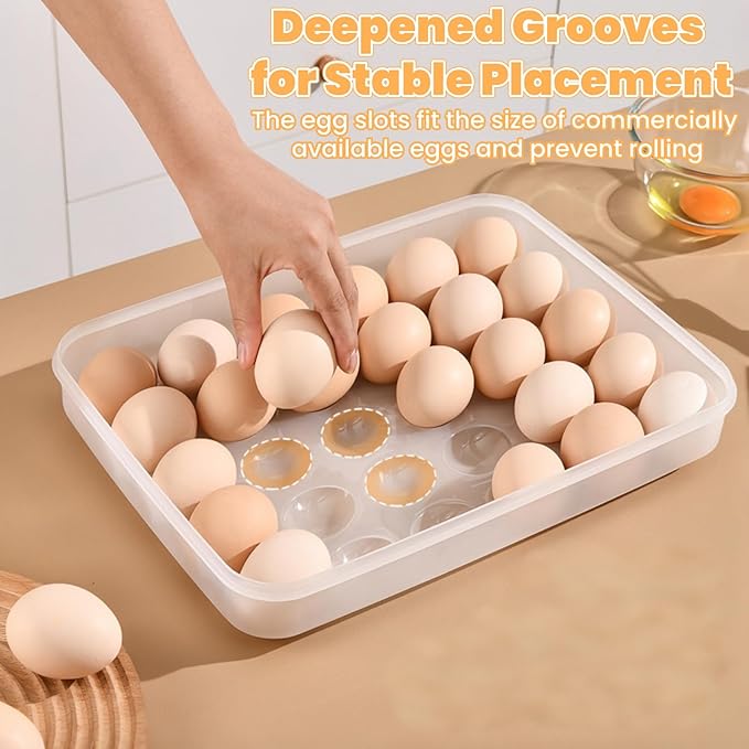 3 Pack Deviled Egg Containers with Lid, 90 Slot Easter Plastic Egg Holder for Refrigerator, Clear Storage Egg Carrier Tray Stackable Egg Dispense for Party, Travel, Camping