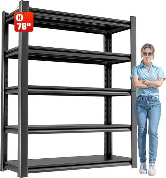 OLLRRACT Metal Garage Shelving Unit, 5 Tier Heavy Duty Storage Shelf, Utility, and Industrial Use - Durable Metal Storage Rack Shelving, Garage Storage Shelf Organizer 16" D x40 W x78 H