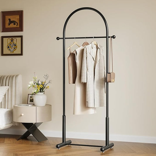 Modern Black Arch Clothing Rack – Freestanding Garment Rack for Hanging Clothes,Heavy Duty Coat Rack,Metal Small Clothes Rack for Bedroom,Closet or Boutique Display