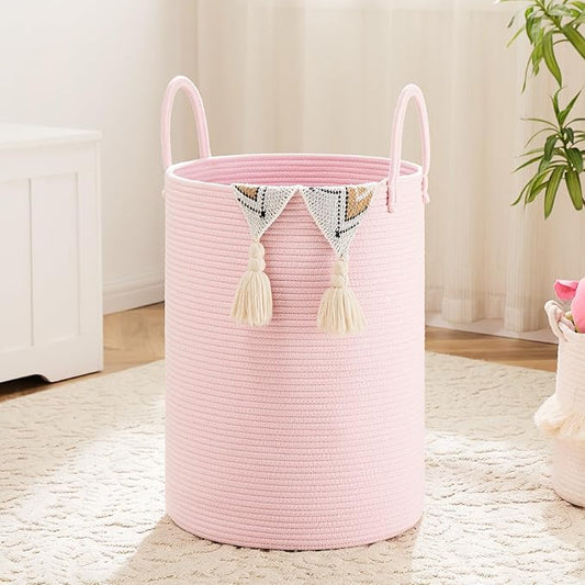 Artfeel Laundry Basket,Woven Cotton Rope Laundry Hamper,40L for Decorative Storage of Dirty Clothes,Toys and Blankets in Bathroom,Baby Room and Living Room