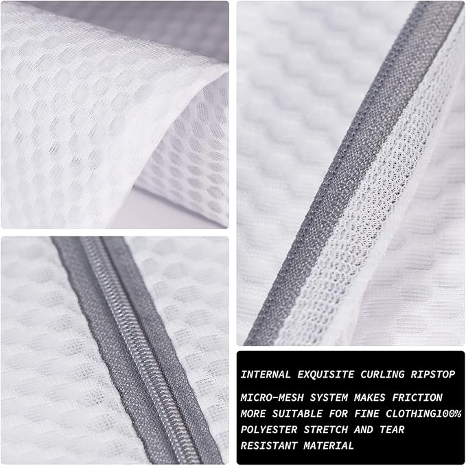SUERIV 3Pcs Durable Honeycomb Mesh Laundry Bags for Delicates 125gsm Net Fabric Durable and Reusable Delicate Wash Bag,Organization Bag for Lingerie,Sock,12 x 16 Inches(3 Medium)
