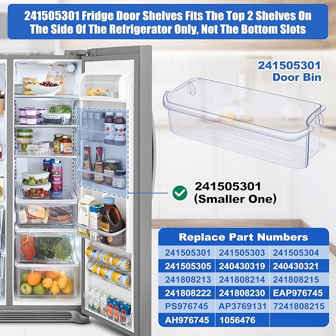 241505301 Refrigerator Door Shelf Bin Replacement 16.5Width x 4.8Depth 2 Liter Compatible with Frigidaire Kenmore PS976745 1056476 AP3769131 241505300 FGHC2331PF FGSC2335T