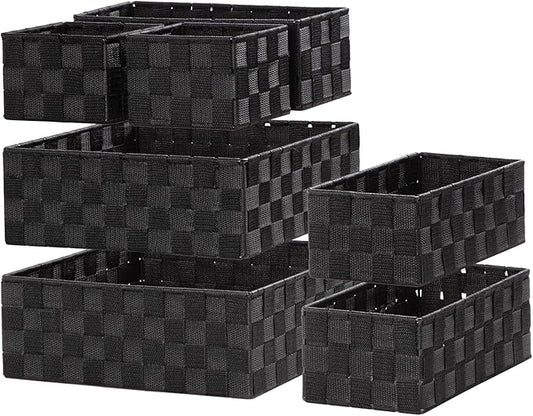 Posprica Small Baskets for Organizing(7 Set) Woven Storage for Shelves, Bathroom, Decorative Closet Organizer, Dresser Bins, Shelf