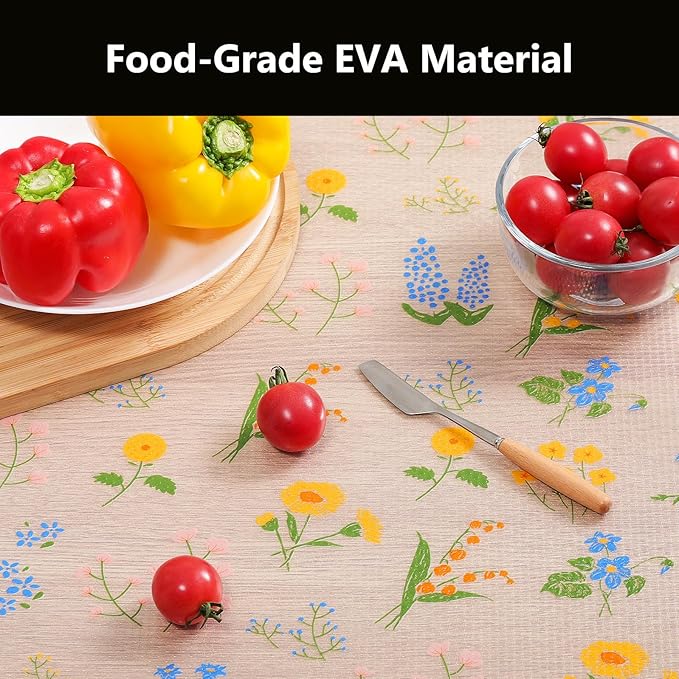 INNOLITES Shelf Liners for Kitchen Cabinets Non-Adhesive Drawer Liner with Floral, Waterproof Durable Easy to Clean, for Refrigerator, Shelves (Colorful Floral, 17.5" x 197")