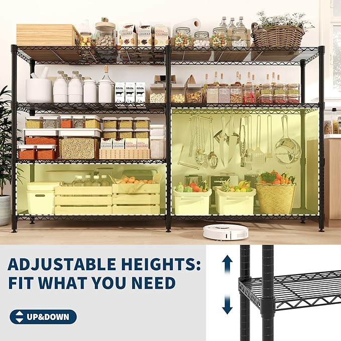 4-Tier Metal Shelving Unit, Heavy Duty Storage Shelves Adjustable Garage Shelf, Easy Assembly, for Basement, Kitchen & Pantry Room Organization, 13.8" D x 60" W x 59.5" H