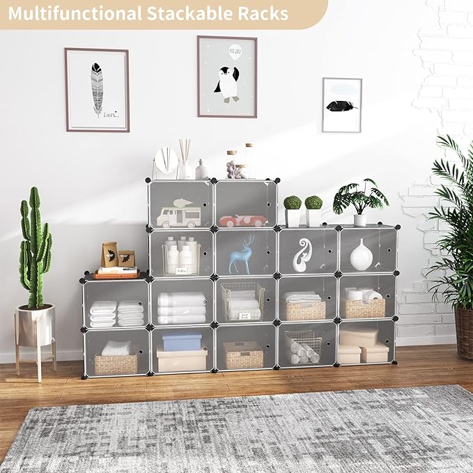 Portable Shoe Rack Organizer with Door, 96 Pairs Shoe Storage Cabinet Easy Assembly, Plastic Adjustable Shoe Storage Organizer Stackable Detachable Free Standing DIY Expandable 12 Tier Black